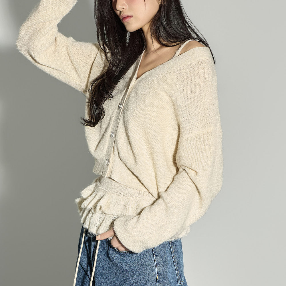 J3082 Frill Cardigan