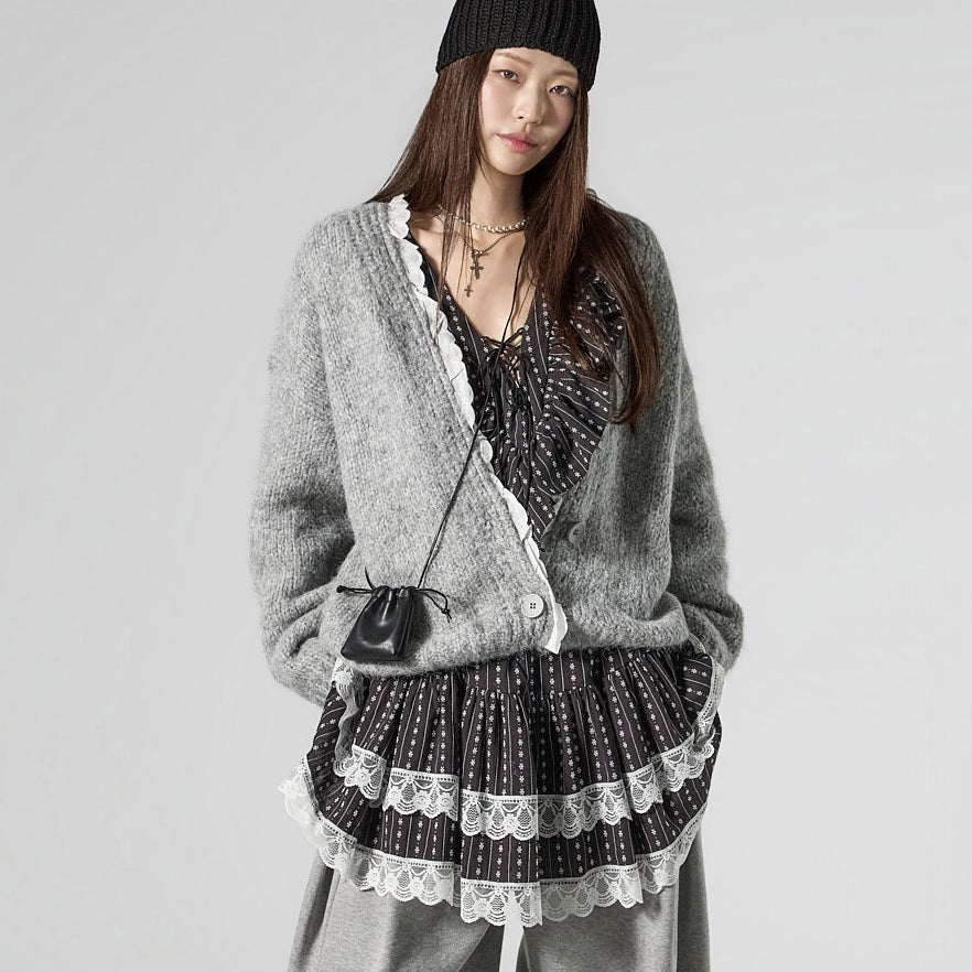 J3122 Lace V-Neck Cardigan