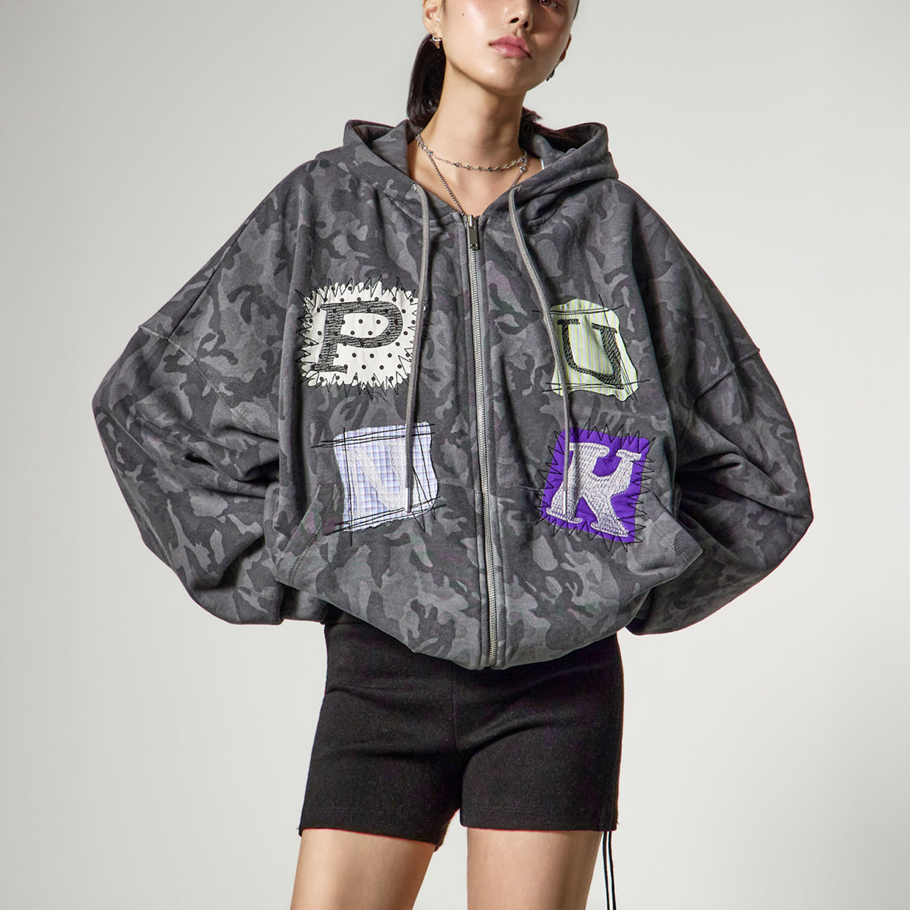 J3182 拉链连帽衫