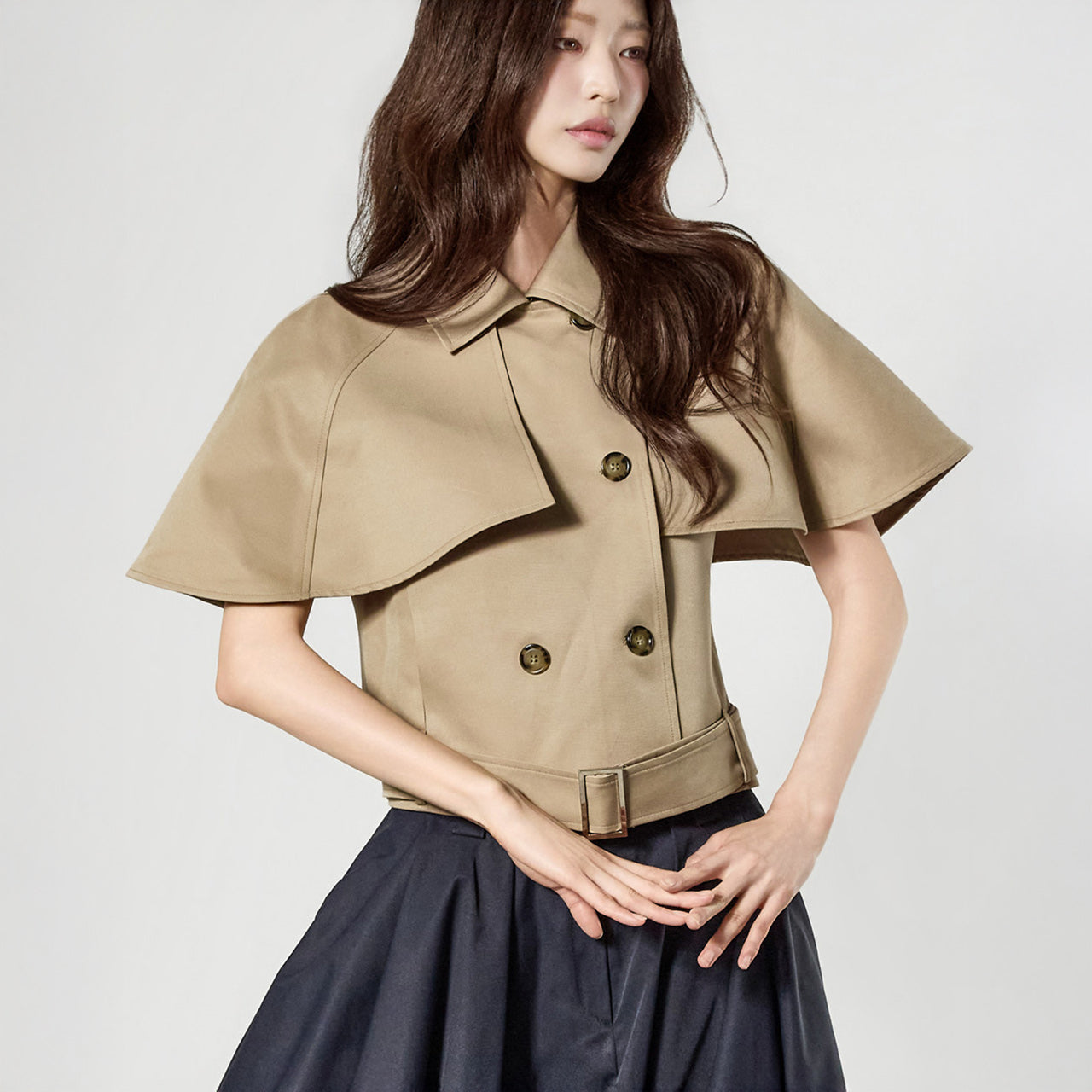 J3189 斗篷风衣夹克