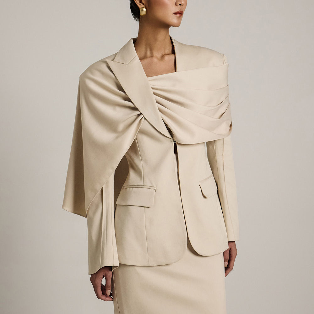 J9308 褶皱围巾夹克