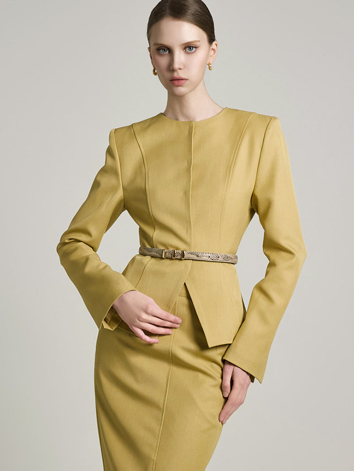 J9310 无领夹克(带腰带)