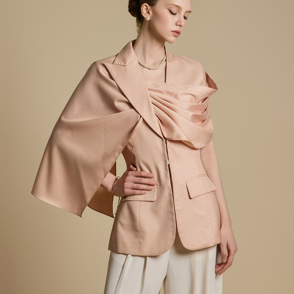 J9314 褶皱围巾夹克