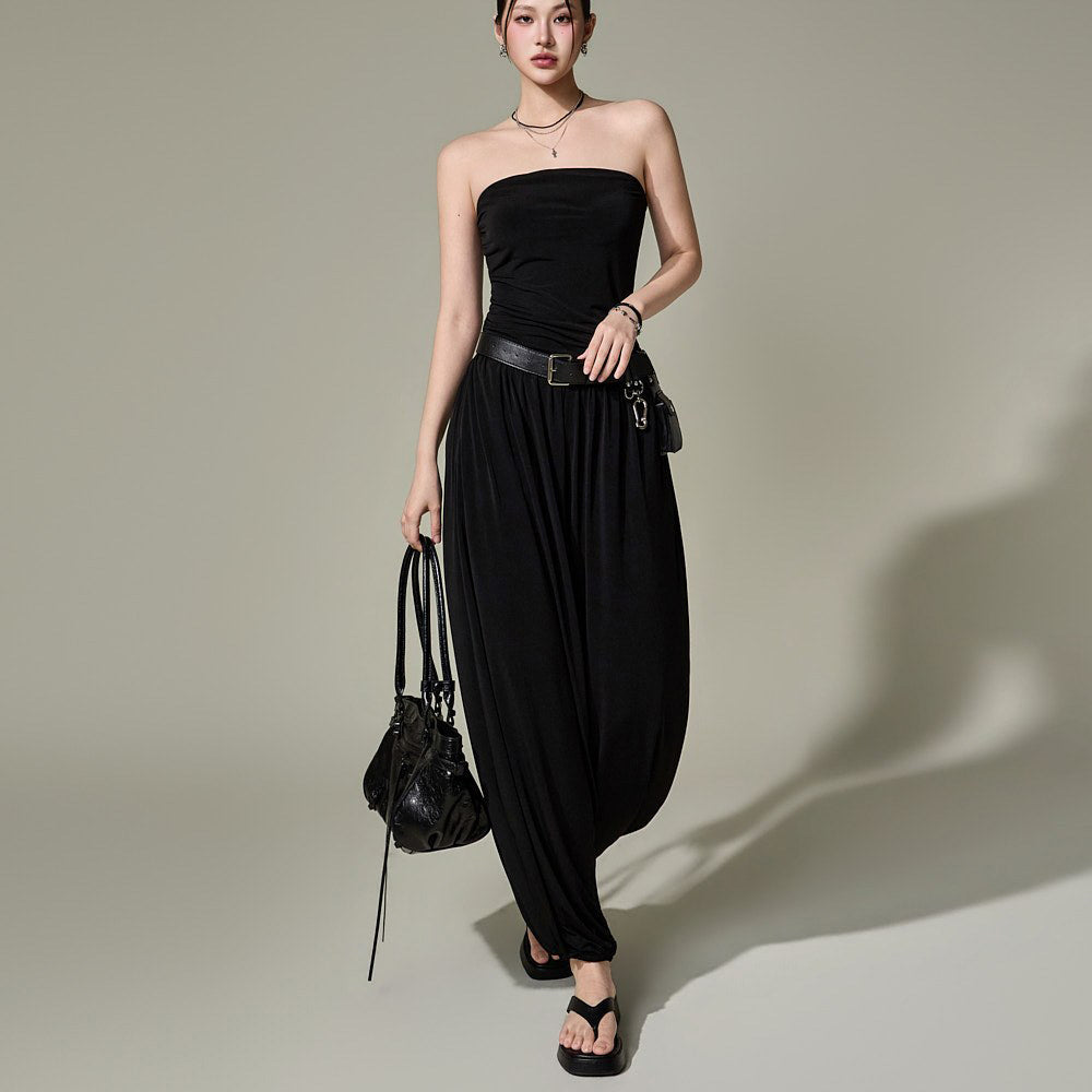 JS072 Tube Top Jogger Jumpsuit