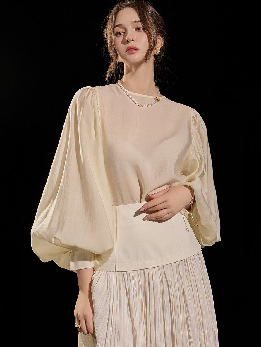 B2879 泡泡袖衬衫