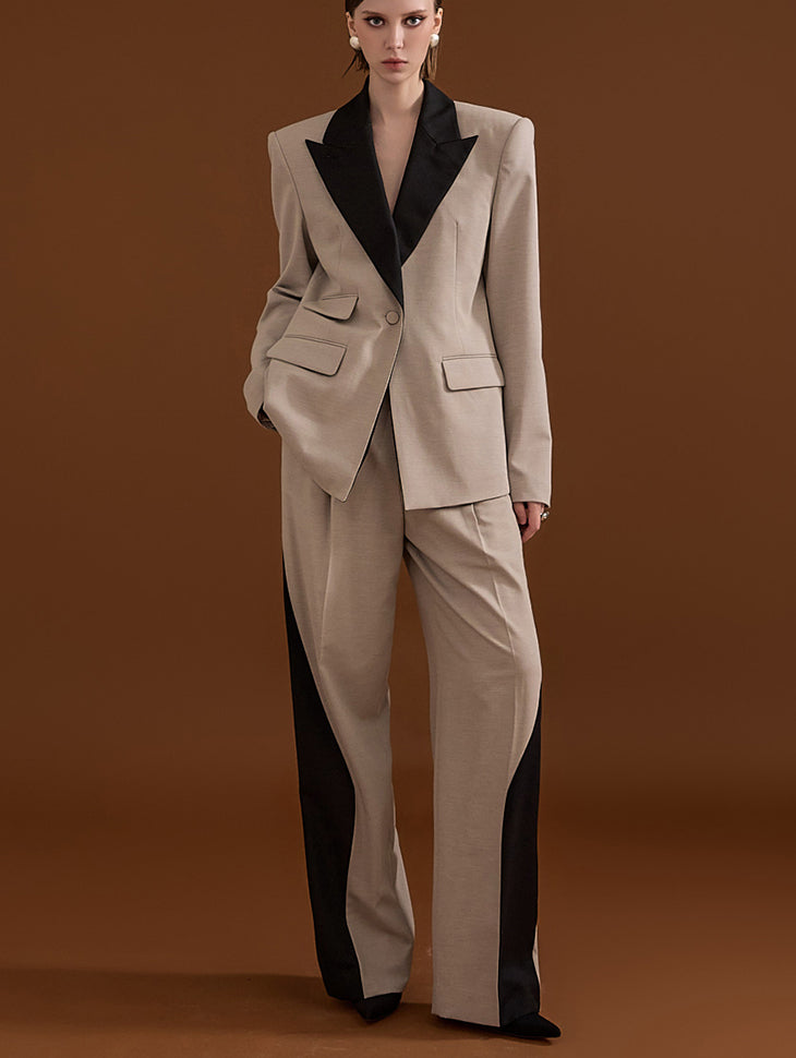 MBDTP005 领子配色 一粒扣单夹克西装套装