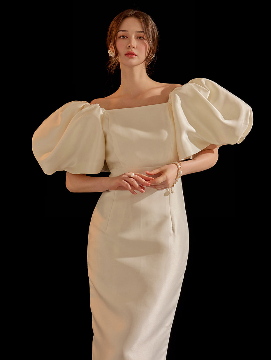 D9303 大泡泡修身长裙