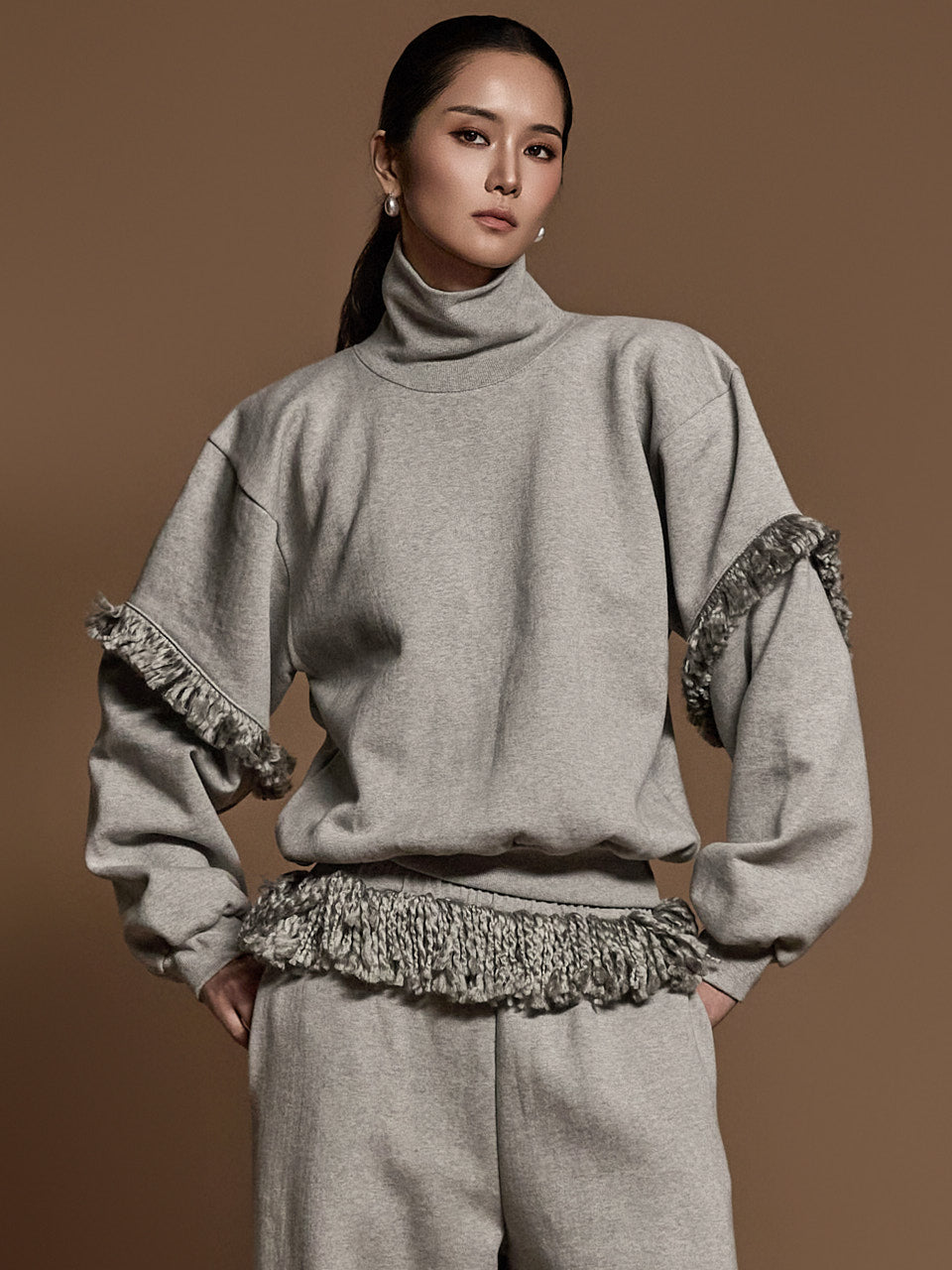 E3670 流苏羊毛衬里运动衫