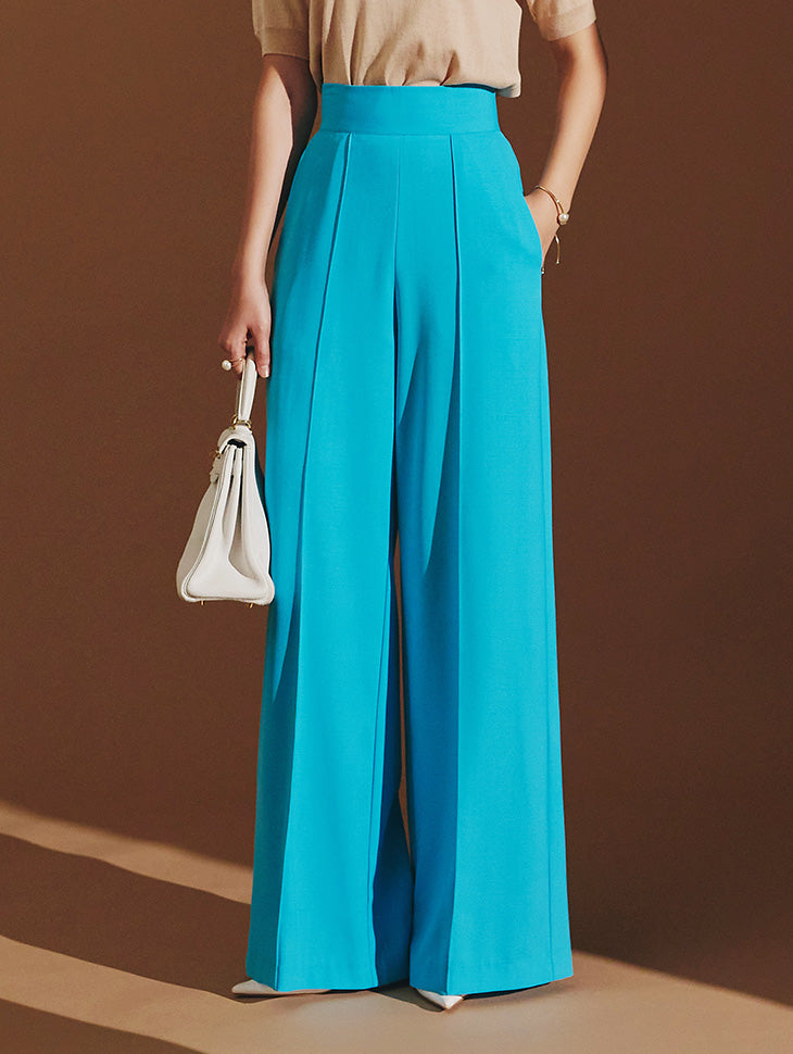 P9108 ハイウエストピンタックワイドロングスラックス