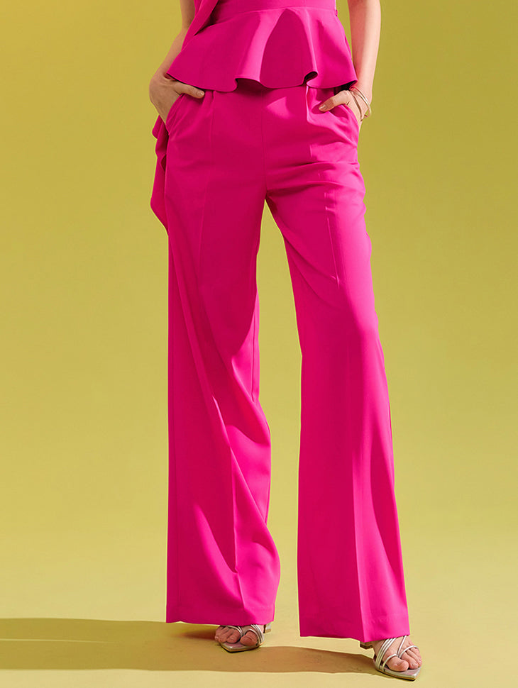 P9139 高腰细褶宽长休闲裤