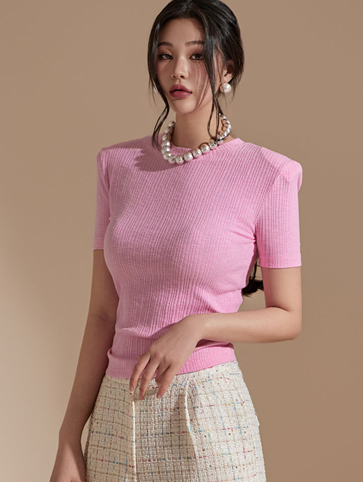 E3318 修身垫肩上衣