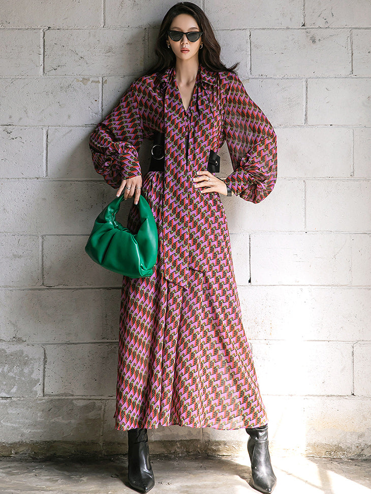 D4304 ストラップセット柄ワンピース