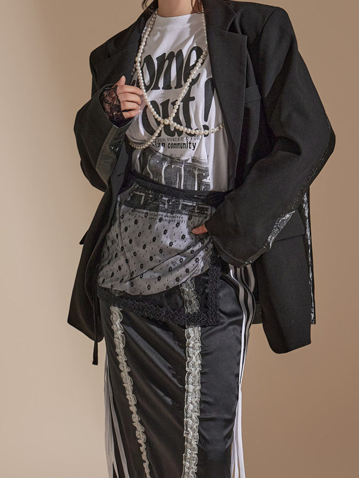 SK2692 花朵图案蕾丝经编半身裙