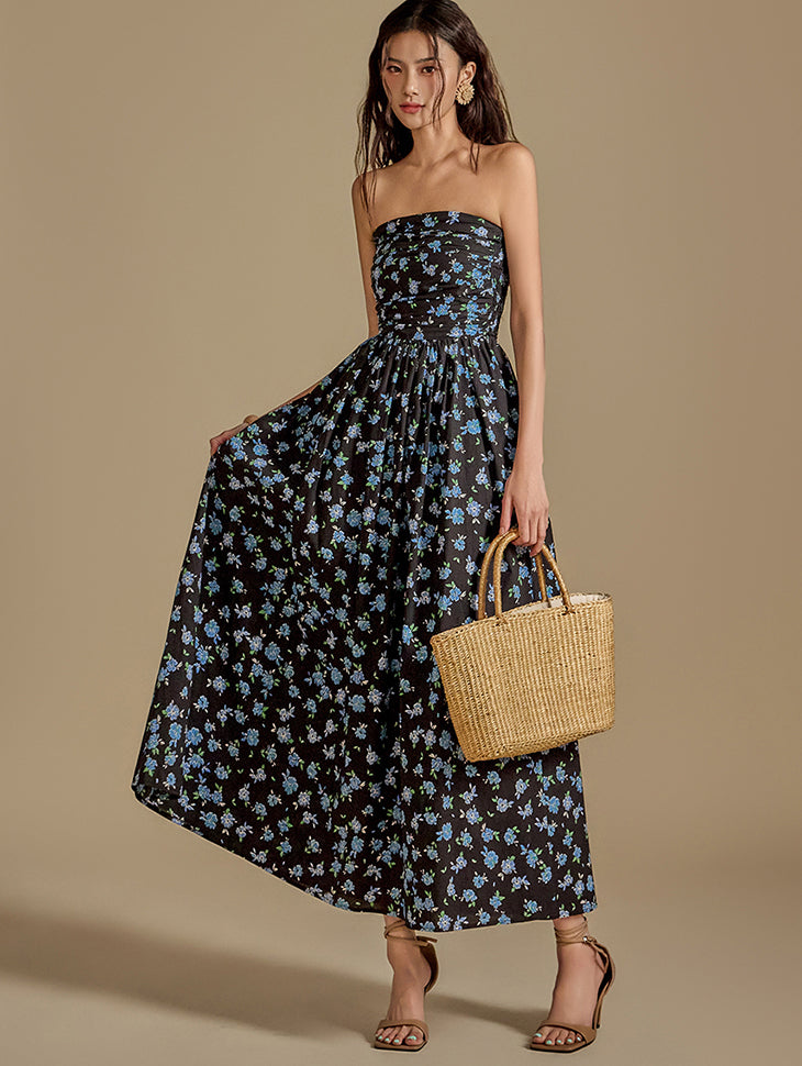 D5057 フラワーチューブトップドレス