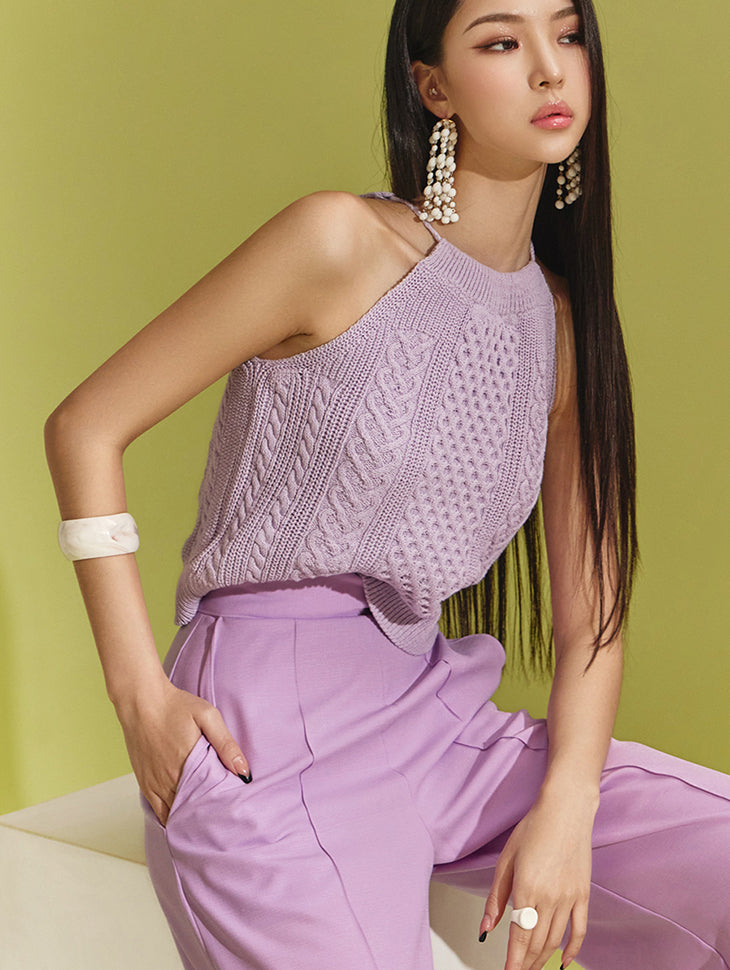 E3050 Knotted Halter Sleeveless Knit
