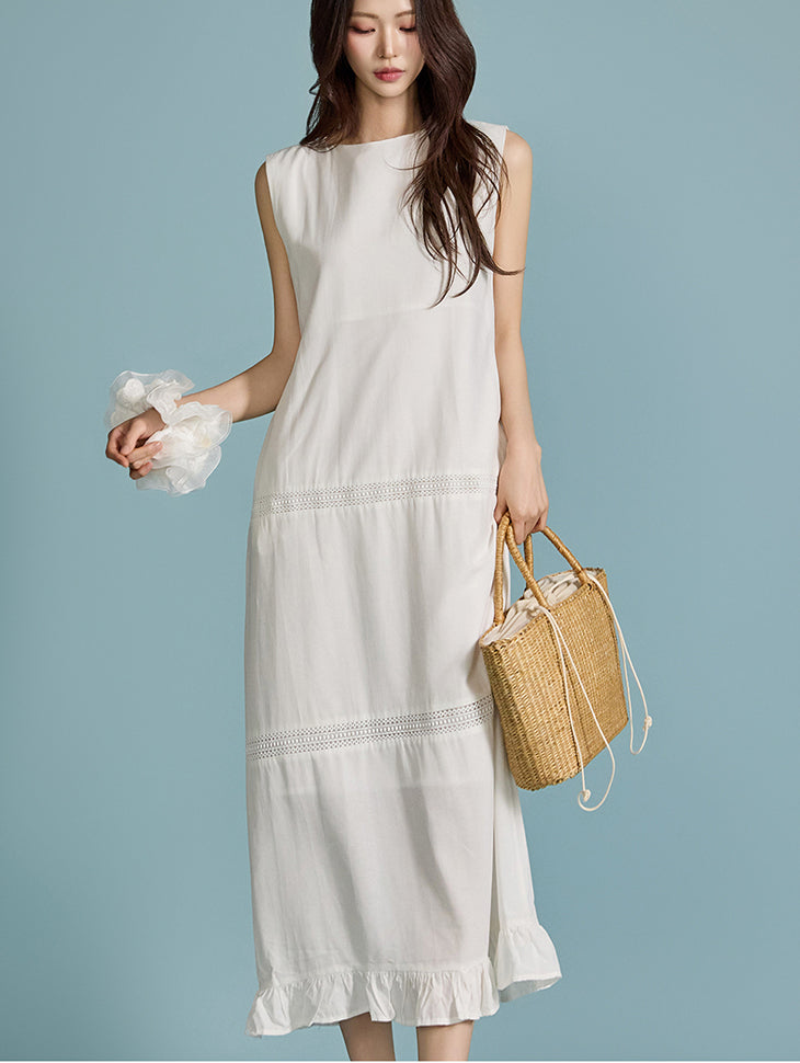 D5052 刺绣荷叶边连衣裙