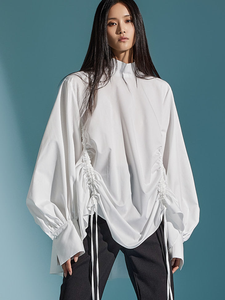 B9174 サイド巾着ドレッシーブラウス