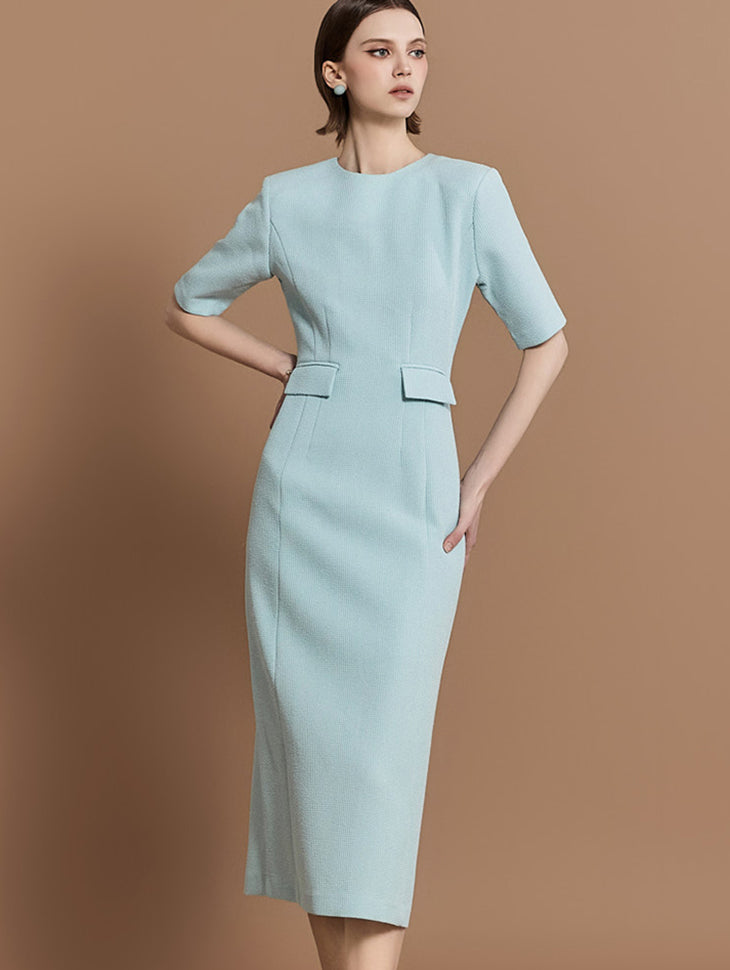 D4887 ポケットミディドレス