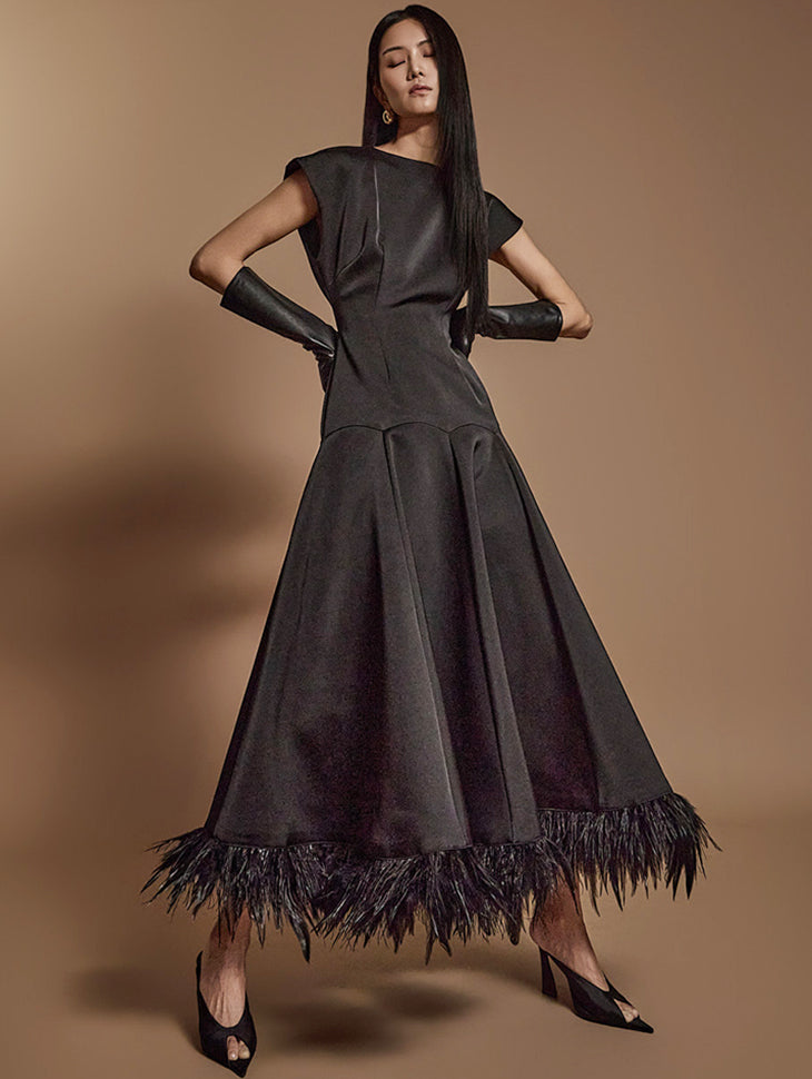 D9516 羽毛连衣裙