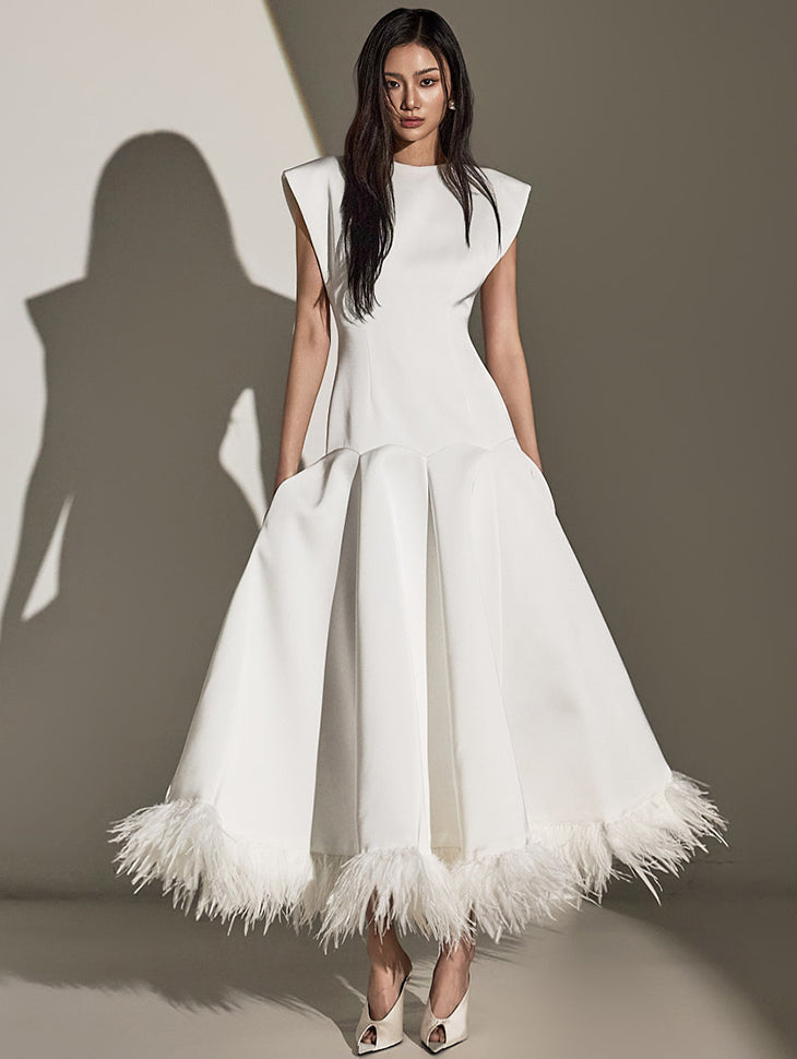 D9516 羽毛连衣裙