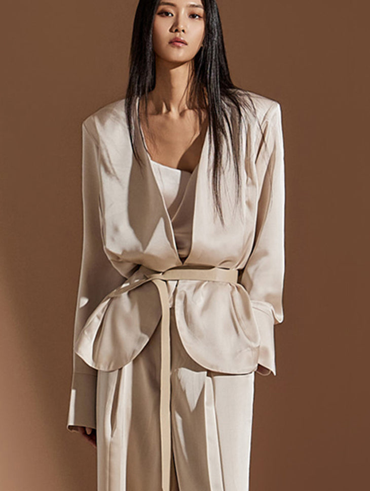 J2238 缎面单夹克(腰带套装)