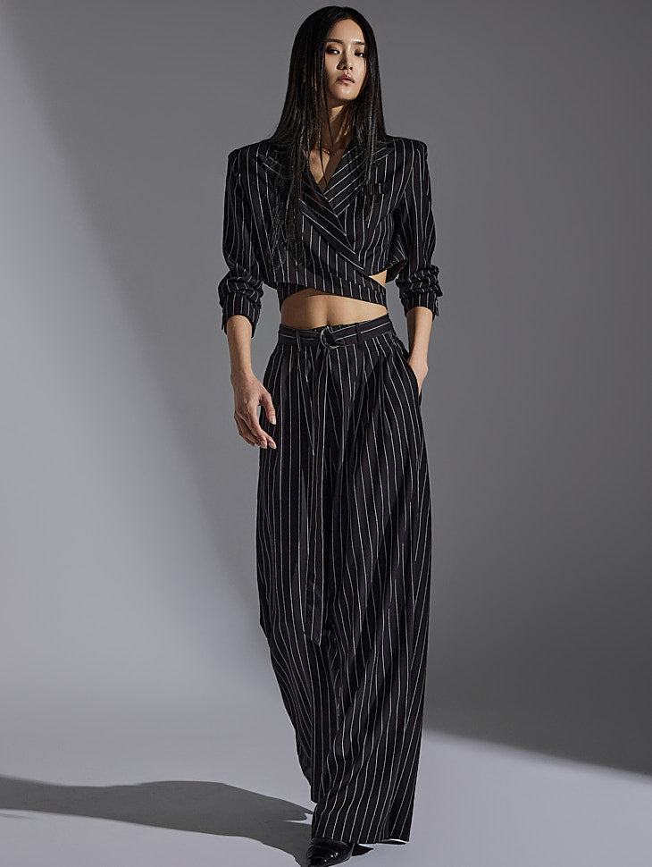 TP1784 Striped Crop Jacket and Slacks Sets