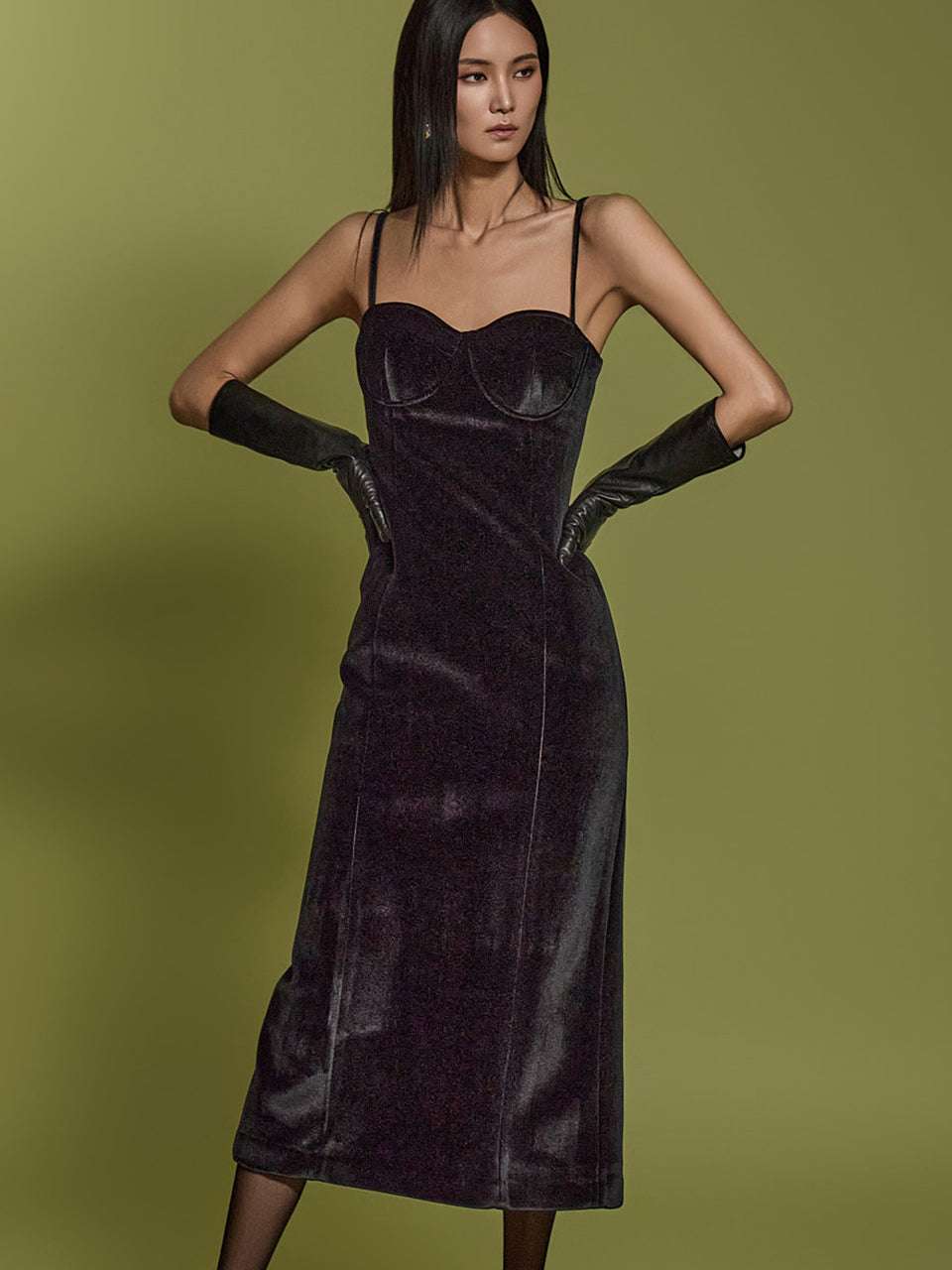 D5148 天鹅绒连衣裙