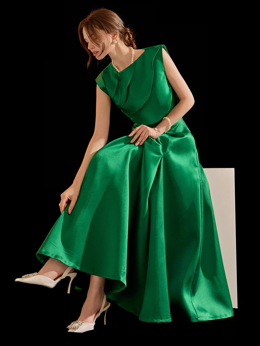 D9452 ウェーブフレアロングワンピース