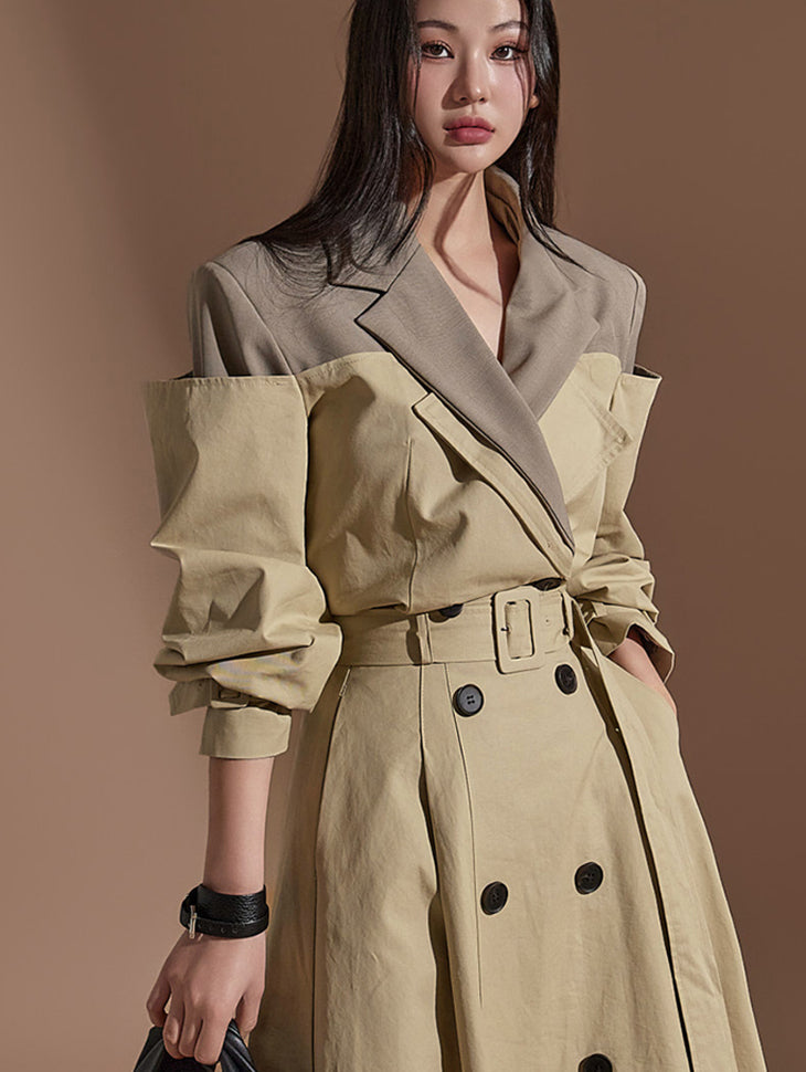 J2247 配色短款风衣夹克