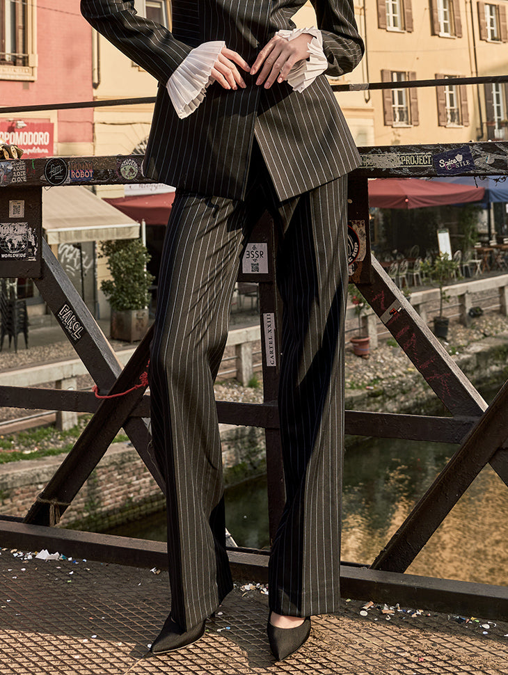 MBDP025 ストライプセミワイドスラックス