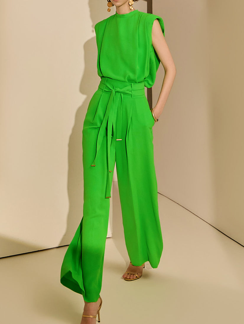 P2875 腰带褶皱宽裤