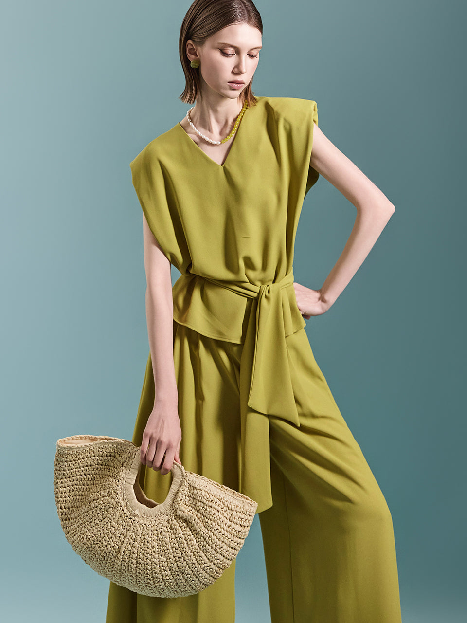 B2846 衬衫配围巾