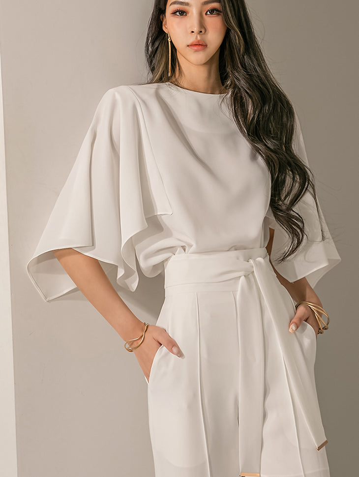 B2749 无袖斗篷衬衫