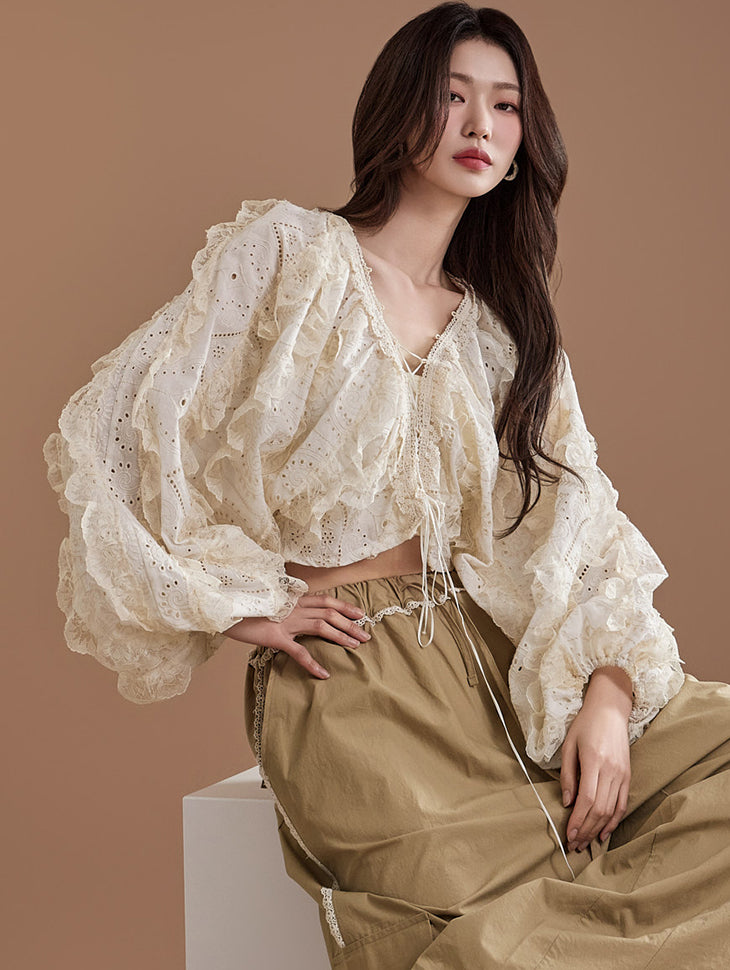 B2941 蕾丝紧身胸衣衬衫