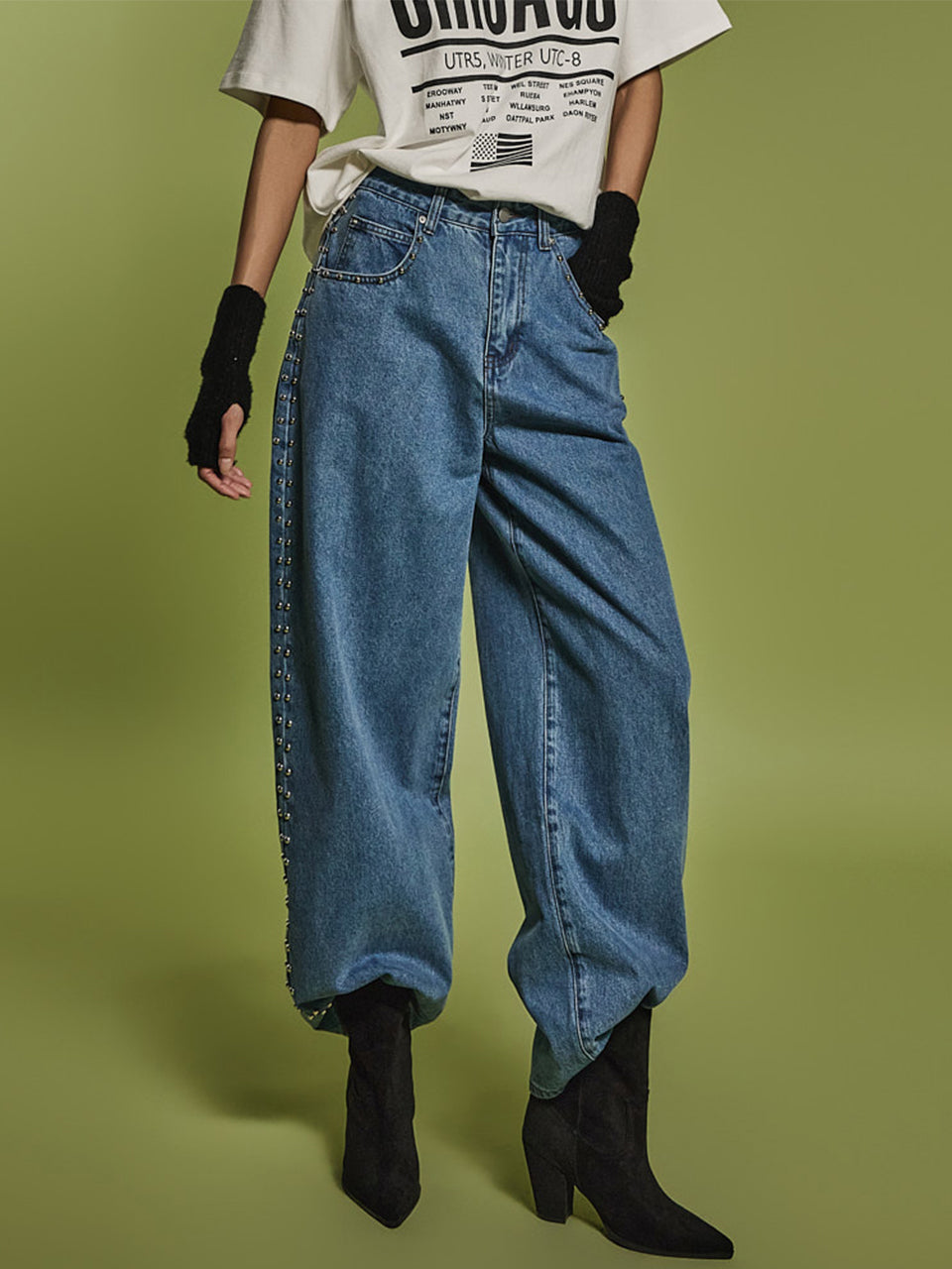 PJ549 铆钉牛仔裤*另加 L 码版本*