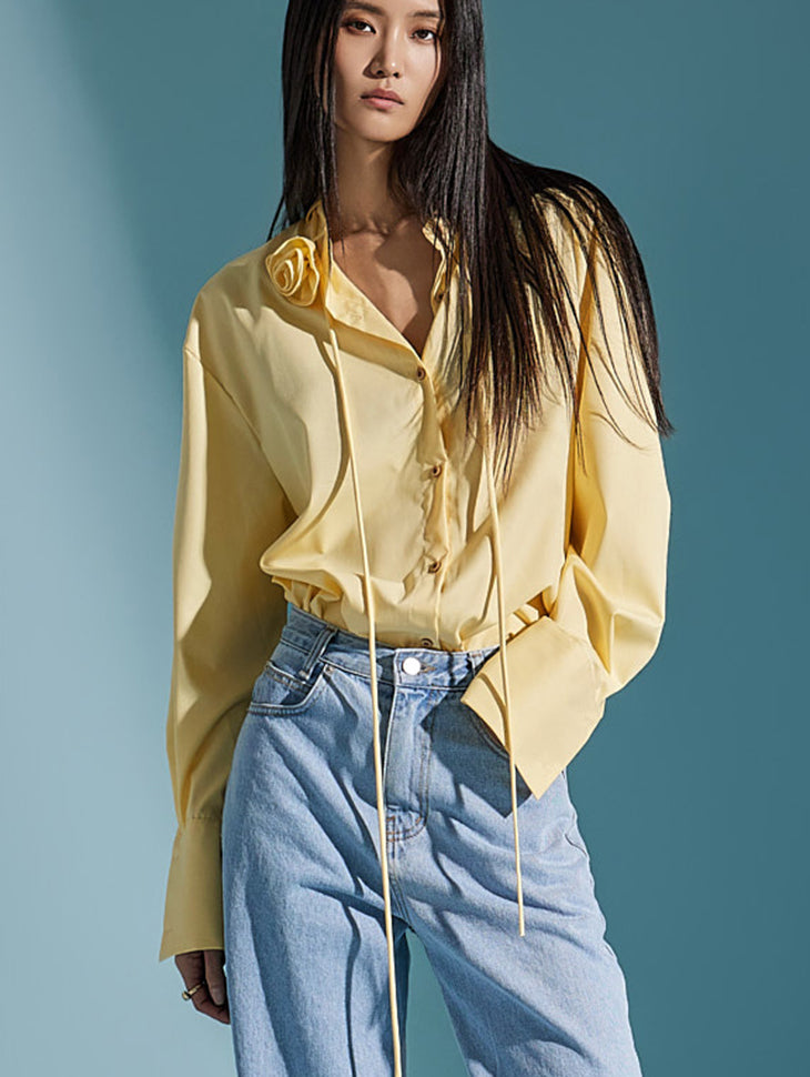 B2926 玫瑰花领子上衣(吊带套装)