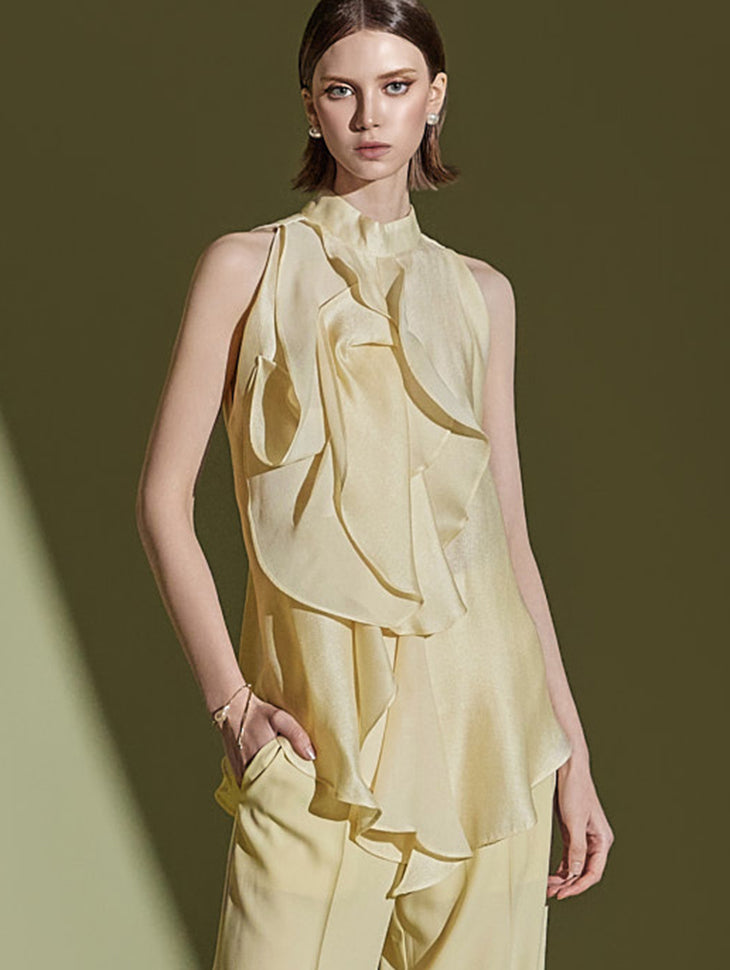 B9178 无袖荷叶边衬衫