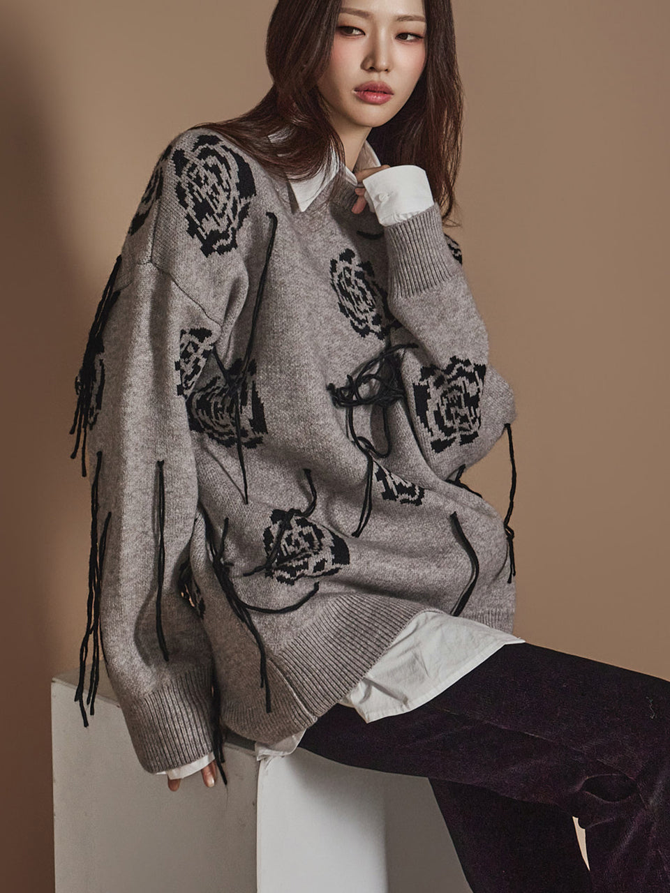 S697 パフスリーブアシンメトリーシャツ