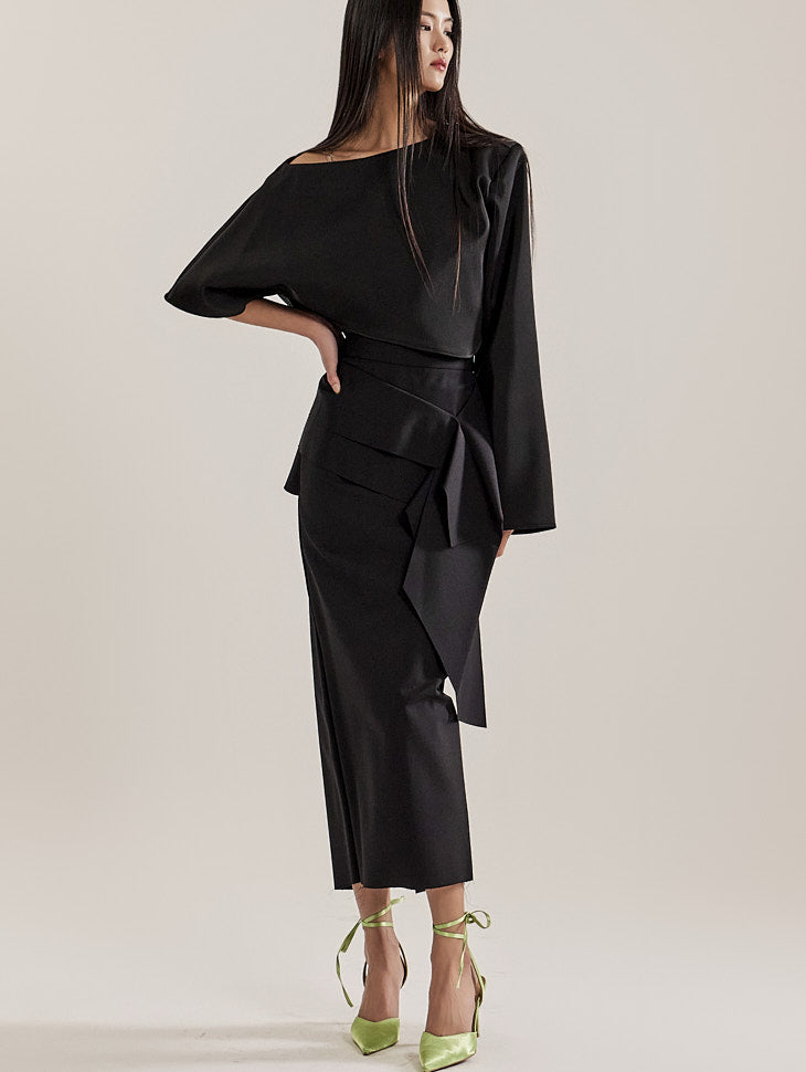 TP9123 アシンメトリーブラウス ツーピース