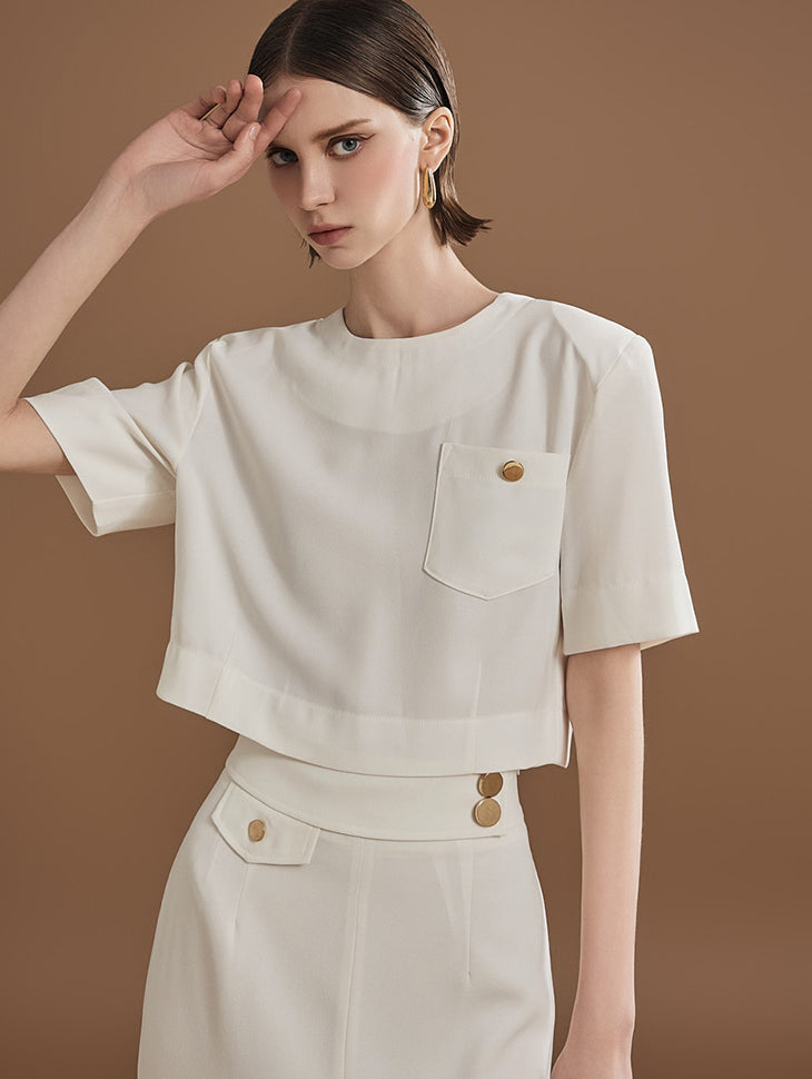 B2946 ボタンブラウス