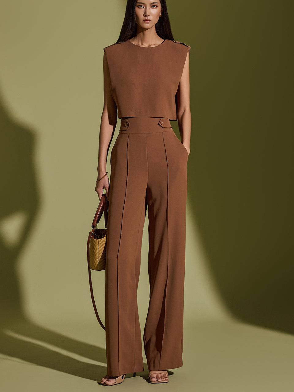 TP1902 ボタンブラウス&スラックスセット