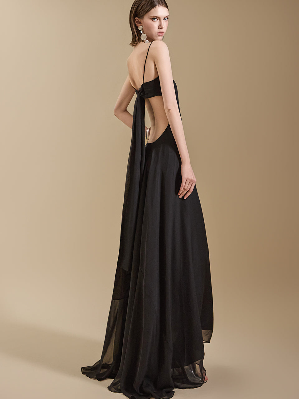 D4996 Backless Frill Dress