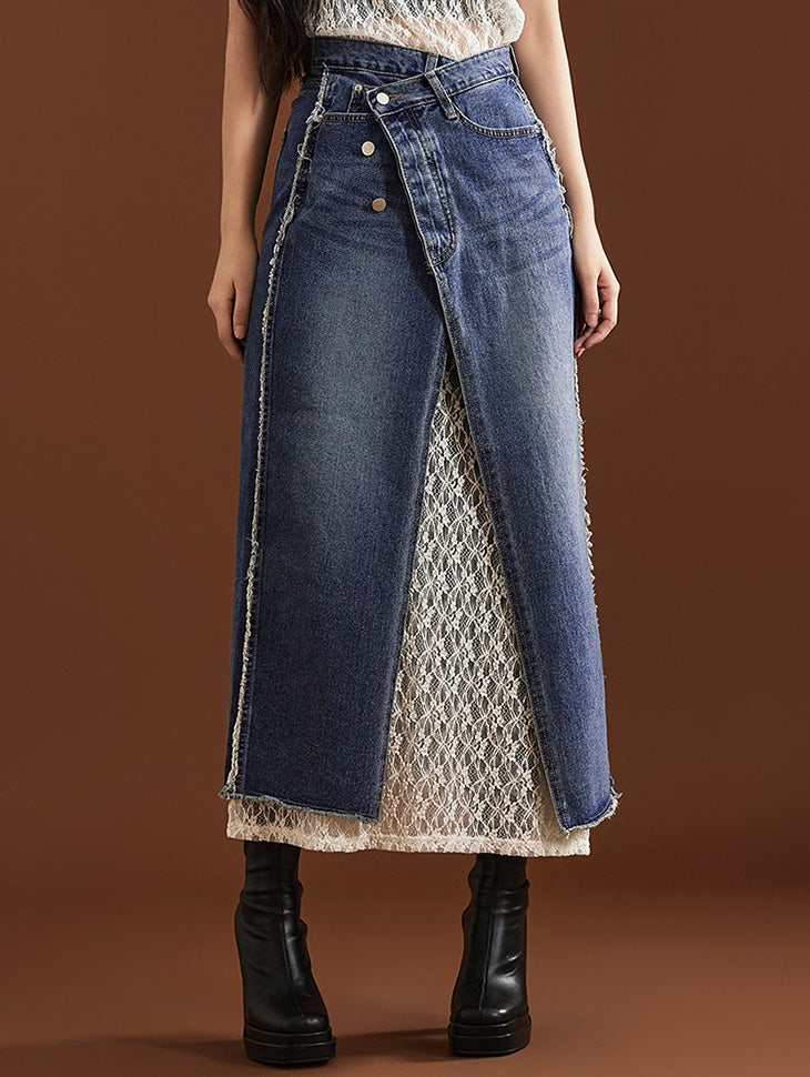 SK2603 デニムワープロングスカート