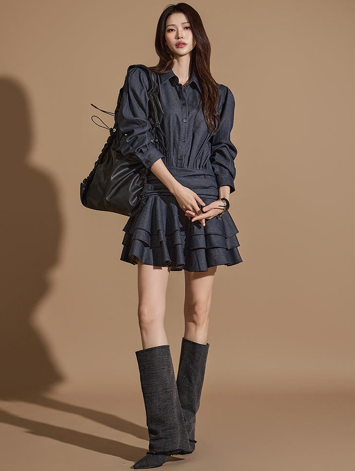 D5084 分层迷你连衣裙