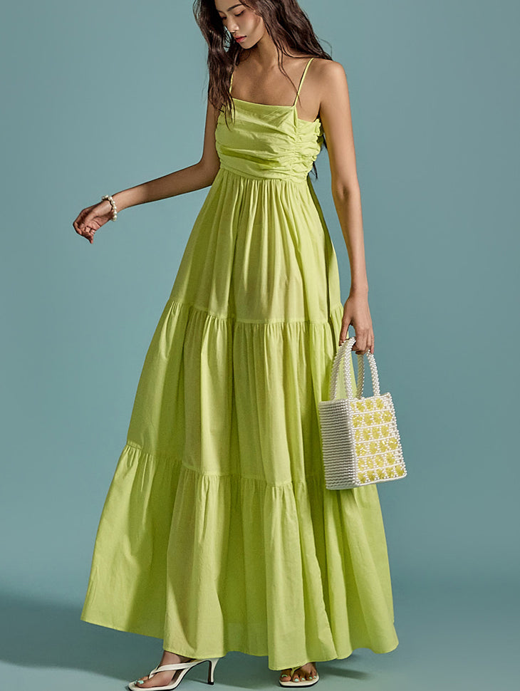 D5056 ピンタックティアードドレス