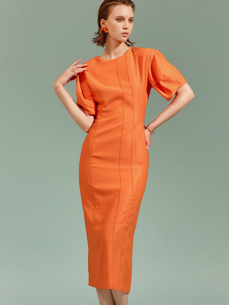 D4712 Pintuck Midi Dress