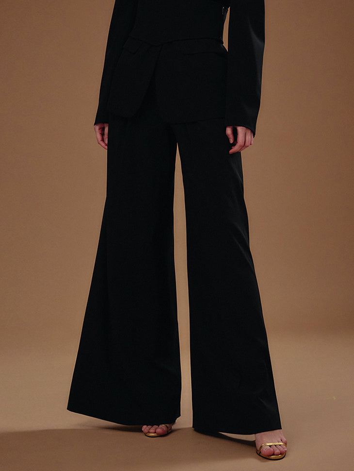 MBDP001 高腰细褶宽长休闲裤