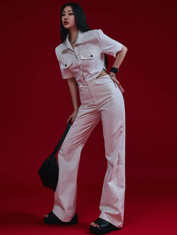 JS035 Side Slit Long Jumpsuit