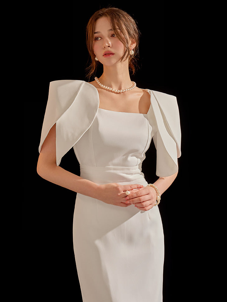 D9433 郁金香灯笼袖修身连衣裙