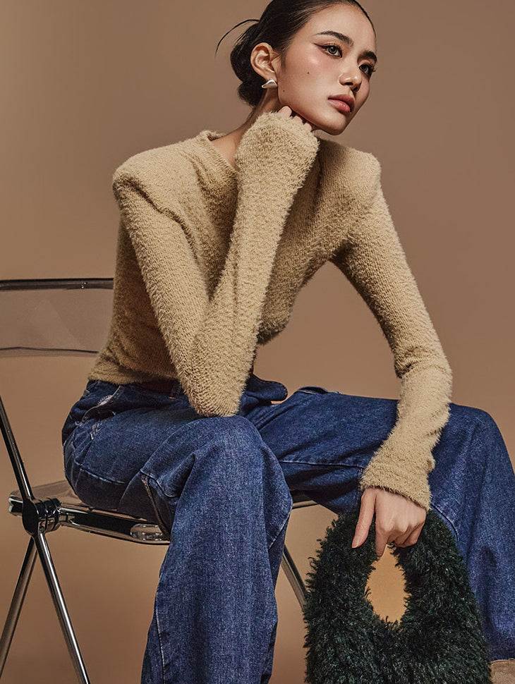 E3618 毛圈呢垫肩上衣